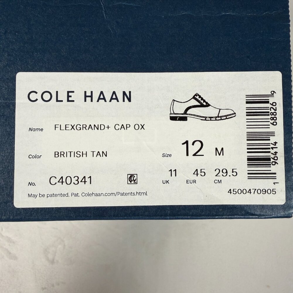 Cole Haan Flexgrand+ Cap Oxford Shoes Men Size 12 British Tan C40341 NWB - Picture 11 of 11